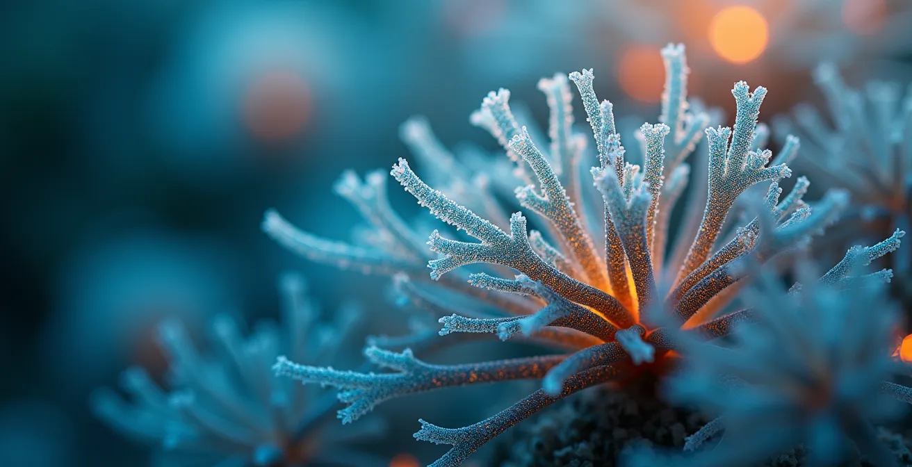 Vue macro de connexions neuronales avec effet de lumière représentant la réinitialisation dopaminergique