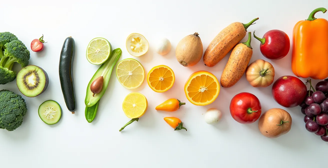 Illustration des phases de transition du protocole AIP avec aliments colorés